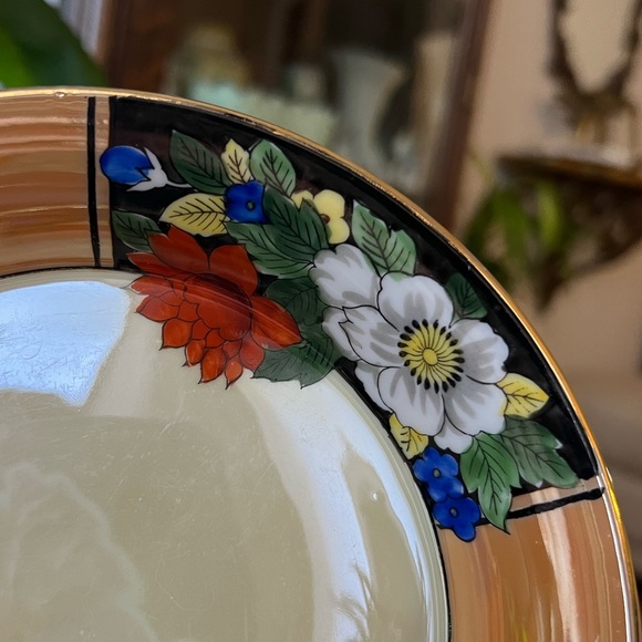 Antique Noritake Morimura Peach Lusterware Floral Handled Dish Japanese 1910’s - Picture 4 of 10